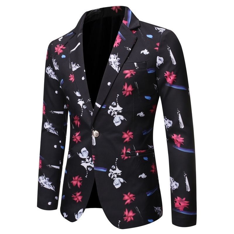 Herenpakken blazers mode mannen print set winterbroek 2 stuks jas voor bruiloft en feestjurk 2 kleuren 220826