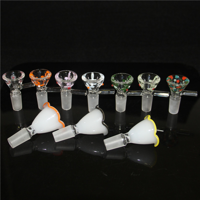 14mm Male Glass Bowl Pieces Hookah Funnel Filter Bowl Joint Downstem Smoking Accessories Handle Pipe Bong Oil Dab Rigs