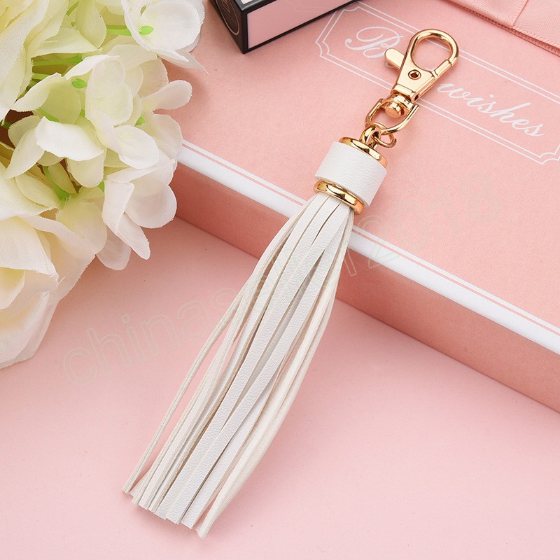 Long PU Leather Tassel Key Chain Ring Fringe Accessories DIY Decoration Curtain Bag Accessories