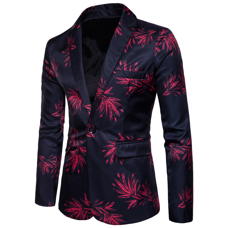 Men's Suits Blazers Brand Mens Fashion Blazer Floral Printed Slim Fit Blazer Masculino One Button Men's Blazer Coat 220826