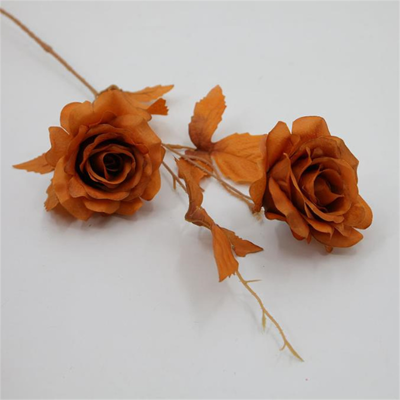 E￩n faux bloem lange stengel herfst rozen 2 koppen stuk simulatie rosa voor bruiloft woning decoratieve kunstmatige bloemen