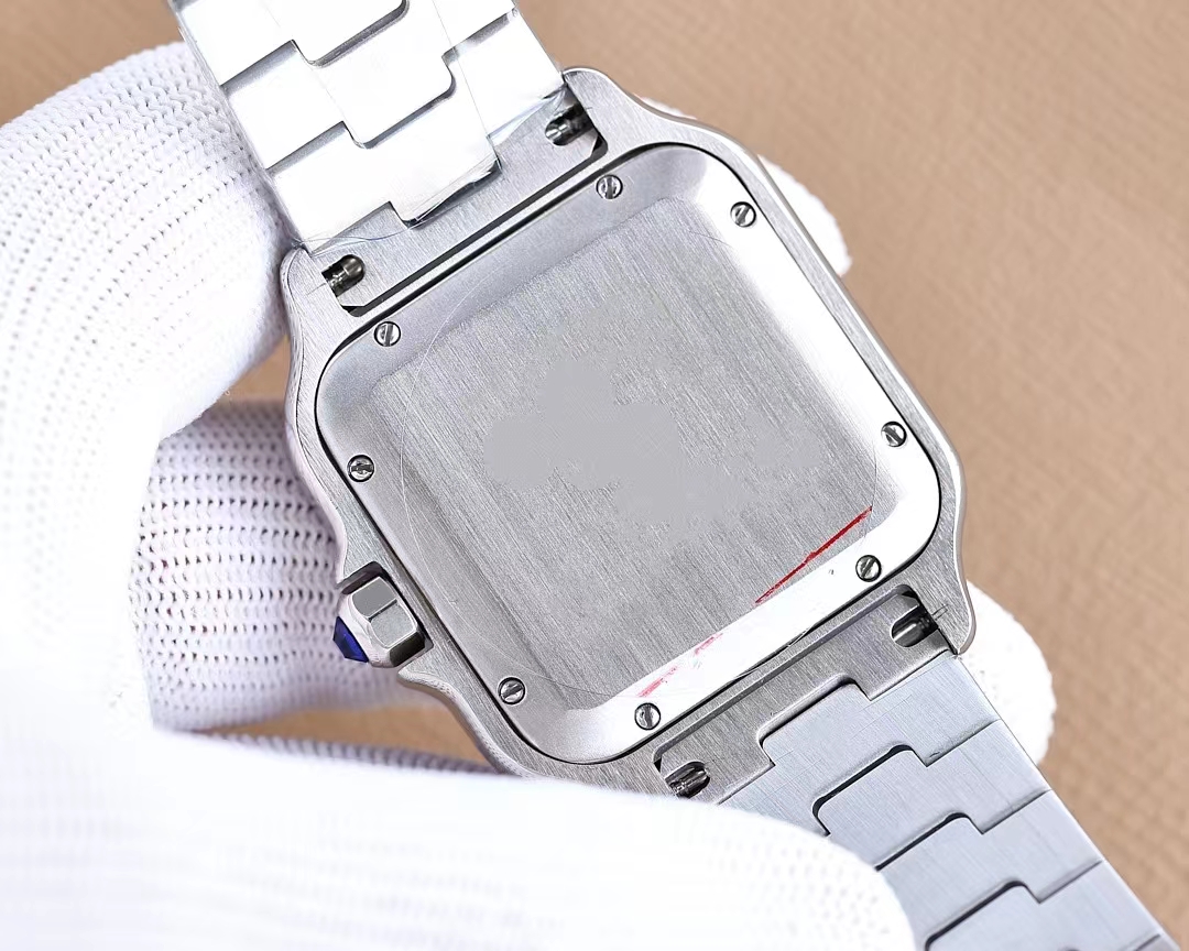 Mode Men's Mechanical Watch 39.8mm Square Dial Super High Quality Movement hela automatisk lindande safir ansikte silverklocka