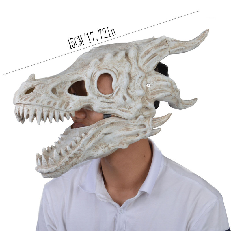 Party Masks Halloween Latex Simulation Dragon-bone Head Set Dinosaur Animals Moving Pacifier Funny Toys For Kids 220826