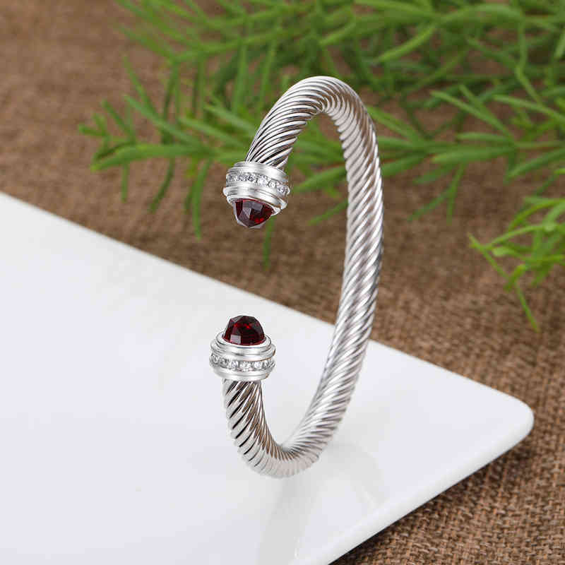 Twist Designer Bangle Jewelry Cable Bracelets Men Bracelet Bracelet Bracelet 7mm Women Wedding Wedding Crystal de zirconia cúbica completa aberta 343z