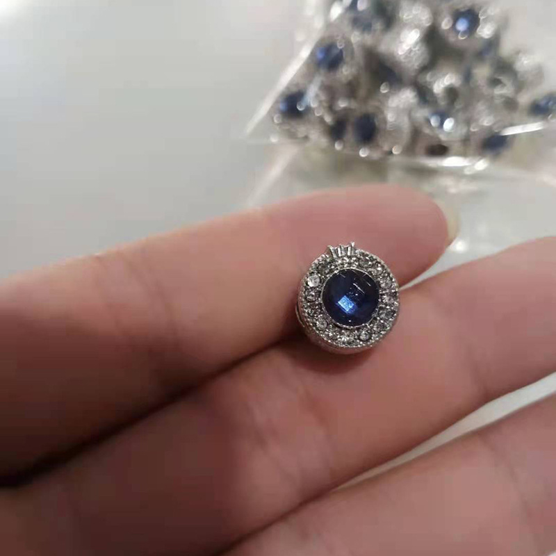 Metalli in lega sciolte perle ciondoli blu gemme corona gioielli fai -da -te pandora europei braccialetti da 3 mm braccialetti femminile gifts b031