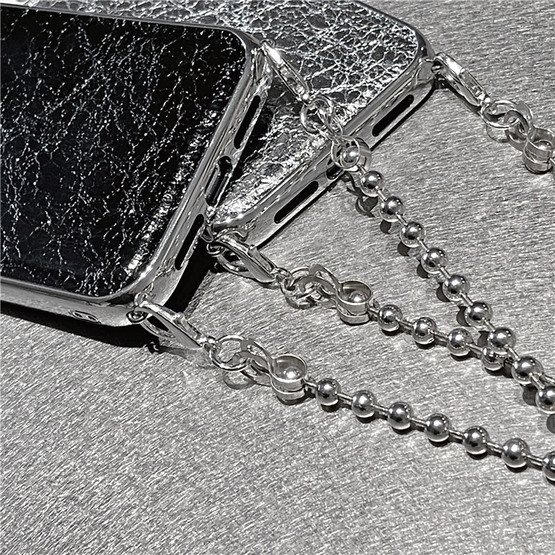 Colar de bolas de telefone de couro rachado para iPhone 13 12 11 Pro Max Crossbody Chain Chain Placting Protective Shell Shell Choffoil