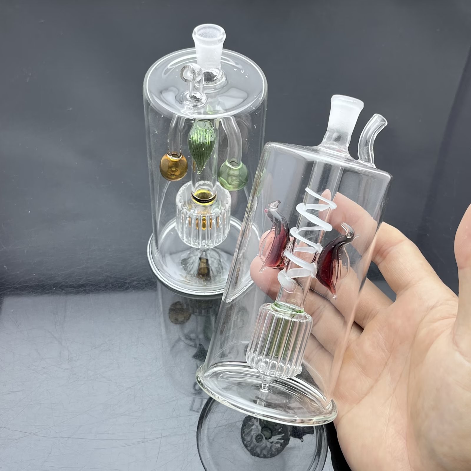 Pipes à fumer nouveaux tuyaux en verre borosilicate bong droit longueur 10 cm tête en nid d'abeille couleur faite à la main livraison aléatoire