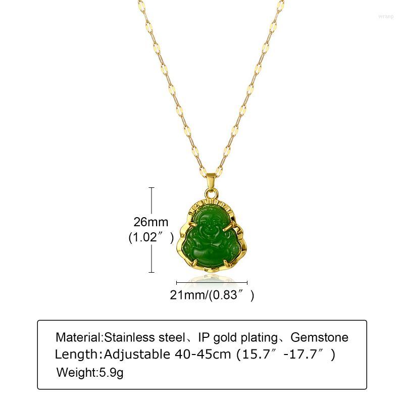 Naszyjniki wiszące Znakomity Buddha zielony kamień symulowany jadelet amulet maitreya naszyjnik biżuteria dla kobiet 20222819