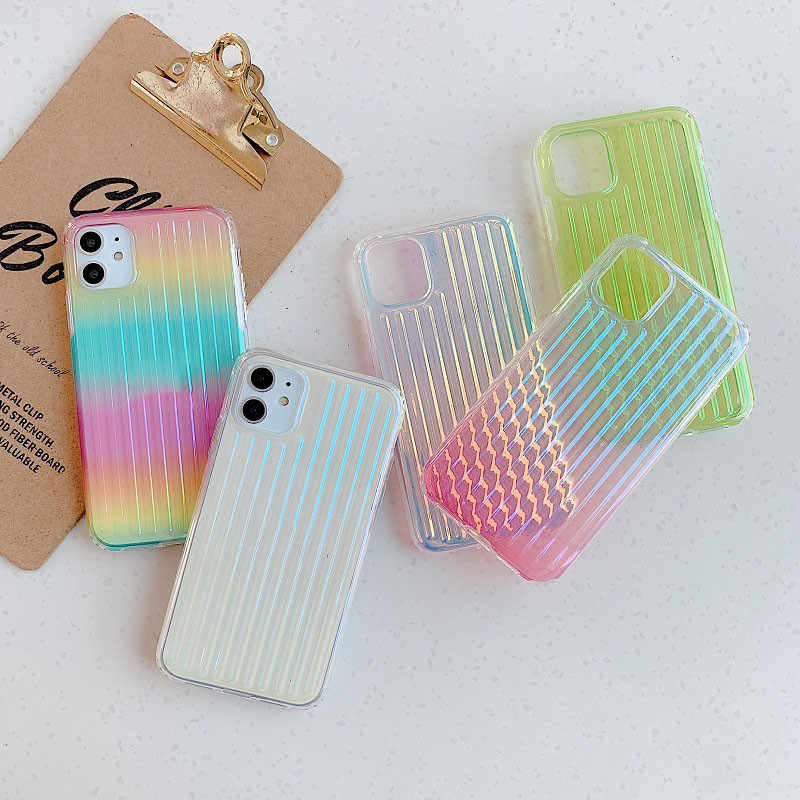 Phone Cases For iPhone14/13/14pro/14 max/13pro/13pro max/7/8p/xr/xs Thin Soft Transparent Laser Luggage Texture Protective Cover