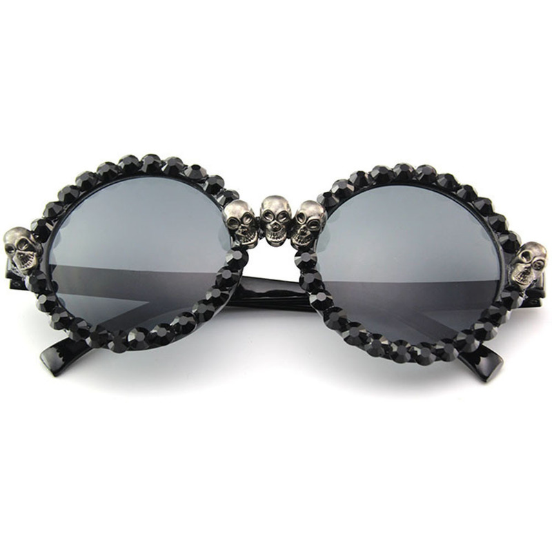 Lunettes de soleil gothique crâne femmes chat oeil cristal punk lunettes de soleil hommes Halloween décoration lunettes noir rond carré 220826
