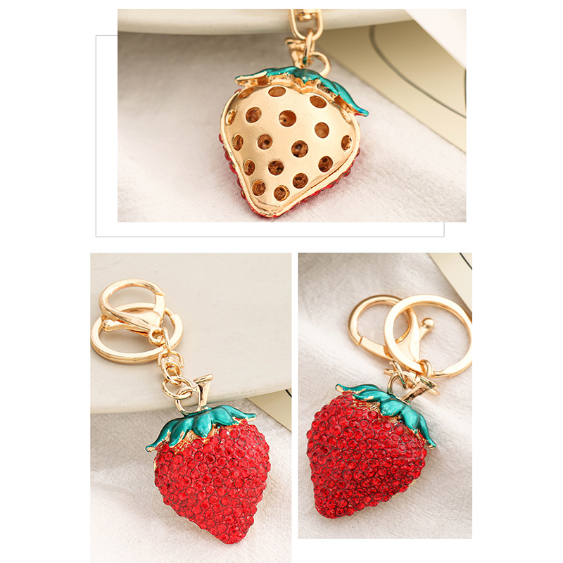 مخططات مفاتيح الفراولة Diamond Cartoon Fruit -key -keychain bag bag accoration accessories ackesitations chain chain chain chain