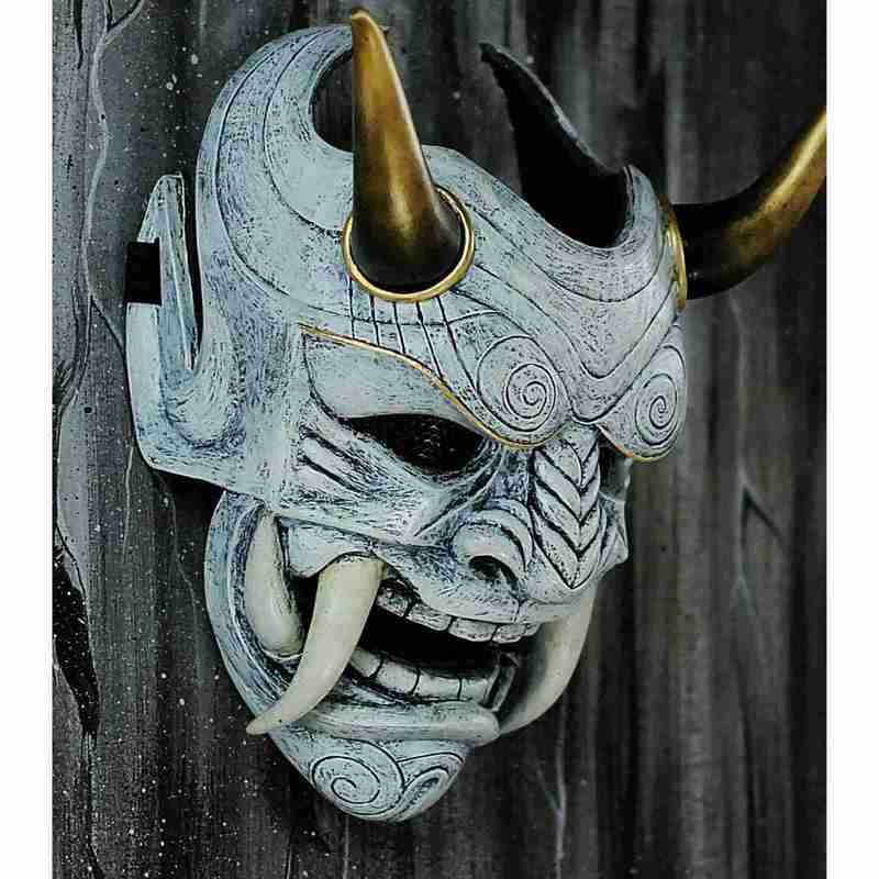 Party Masks Adult Unisex Halloween Face Japanese Hannya Demon Oni Samurai Noh Kabuki Prajna Devil Mask Latex 220826