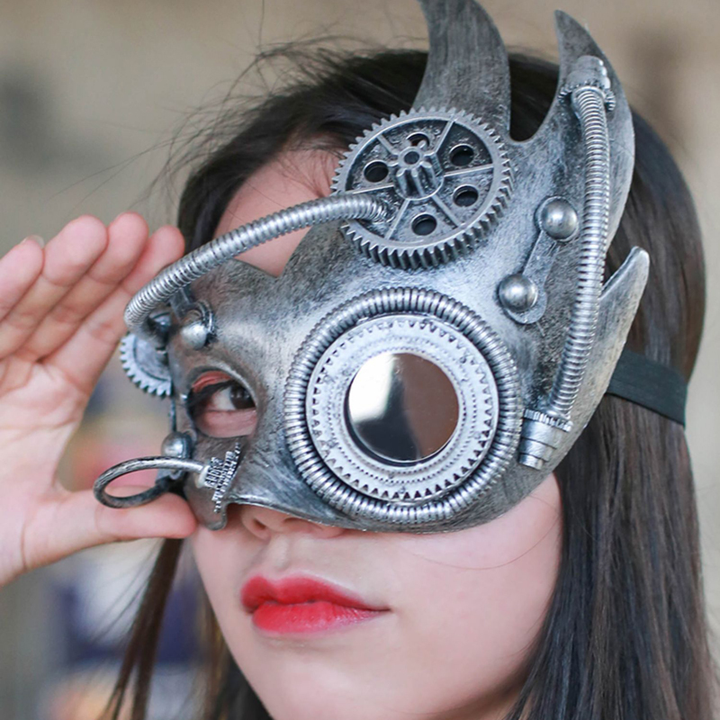 Parti Maskeleri Steampunk Phantom Masquerade Cosplay Maske Topu Yarım Yüz Erkekler Punk Kostüm Cadılar Bayramı Parti Kostümleri Ders Heavy Metal 220827