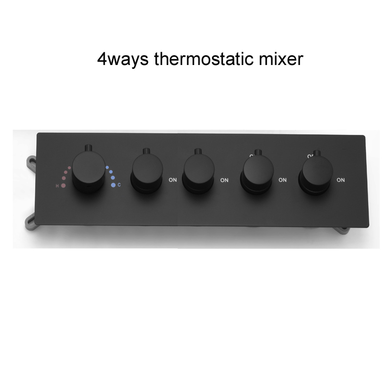 2022 badrumstillbehör svart dusch mixer ventil mässing termostatiska kranar switch 234 funktioner dolda duschkontroller5341144