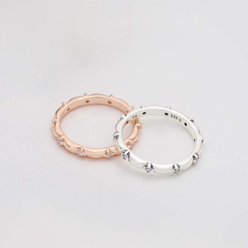 Neue Ankunft Rose Gold Blütenblatt Band Ring Frauen Mädchen Hochzeit Schmuck Original Box für Pandora 925 Sterling Silber Ringe Set