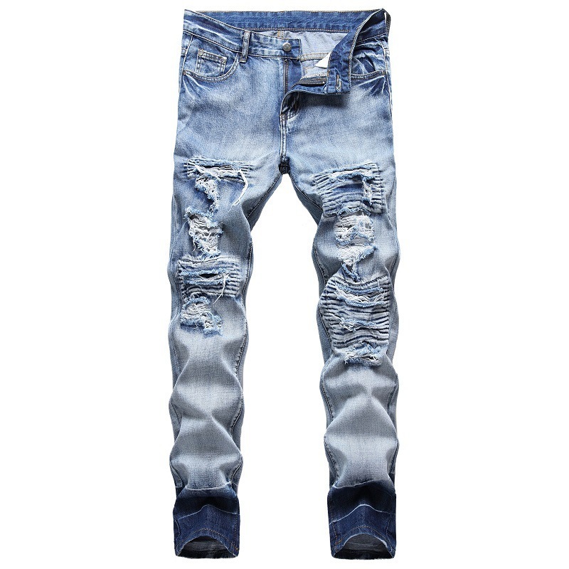 Pantalones vaqueros de moda para hombre, pantalones vaqueros rasgados de algodón para hombre, pantalones vaqueros informales ajustados blancos y negros, pantalones vaqueros informales para hombre, pantalones vaqueros de hip hop 220827