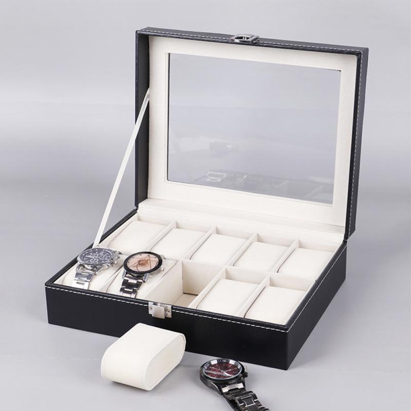 Cajas de reloj Estuches 23456810 Rejillas Caja de cuero de PU Almacenamiento de joyas Organizador de embalaje Exhibición 220826