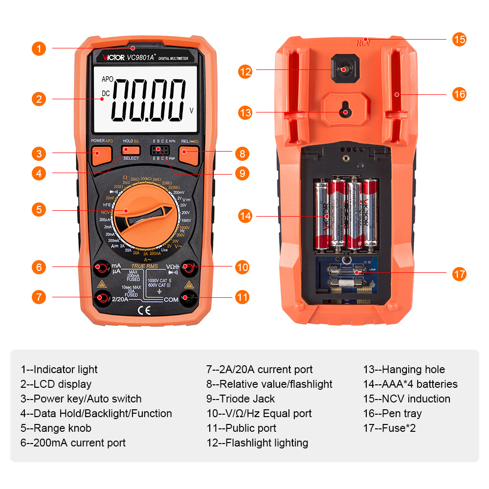 Multimeters High precision and strong stability it is an ideal tool for laboratories factories radio hobbyists and families 9801A