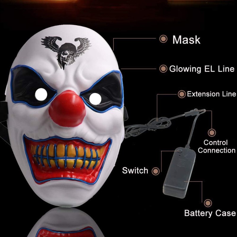 Máscaras de festa palhaço liderou o Halloween Horror Carnival Neon Masquerade Club Props 220826