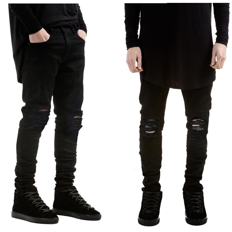 Herren Jeans Herren Schwarz Zerrissene Röhrenjeans Hip Hop Swag Denim Scratched Biker Jeans Jogger Hosen Berühmte Marke Designer Herren Hosen 220827