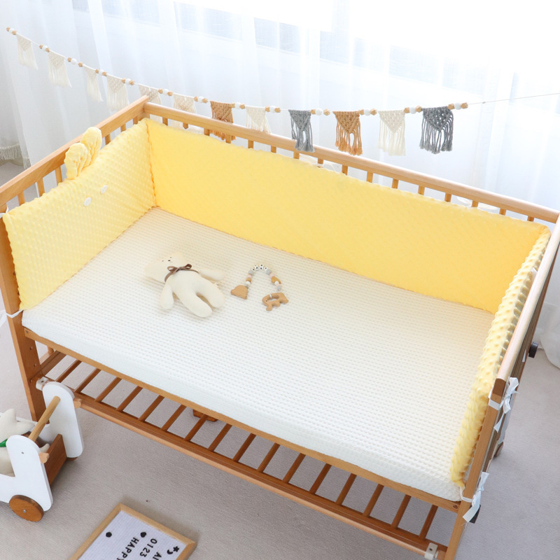 Rails de lit Coton Waffle Cribe Coussin amovible et pare-chocs lavables pour les berceaux pour bébé