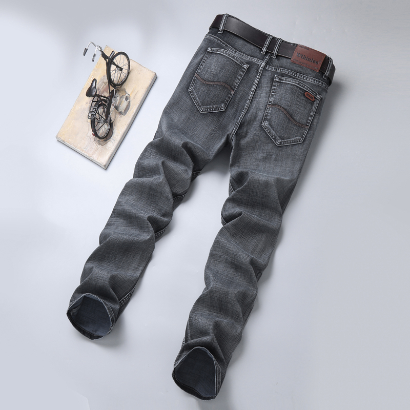 M￤ns jeans v￥rens h￶stm￤n stretch rak passform jeans m￤n denim byxor m￤rke stil byxor mens b￤r 220827