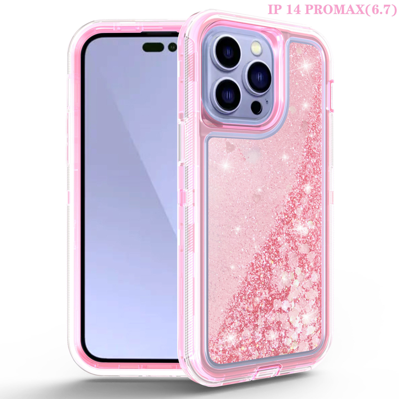 3in1 Glitter Liquid Bling Quicksand Cases Floating Sparkling Heavy Duty Anti Drop stuffskydd f￶r iPhone 14 13 12 11 Pro XR XS Max X 8 Samsung S20 S21 S22 Ultra