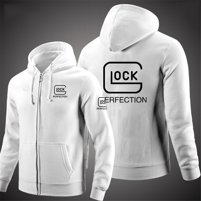 Sweats à capuche pour hommes Sweats Glock Perfection Tir à capuche à manches longues Hommes Veste Cordon de serrage Fermeture à glissière Couleur unie Sweat-shirt décontracté Vêtements 220826