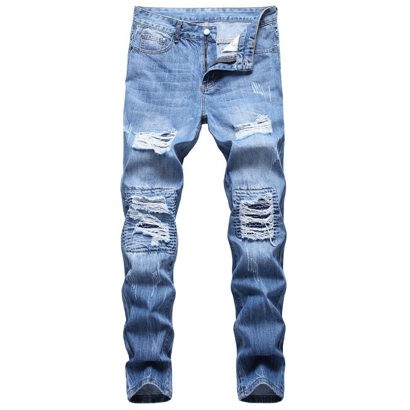 Herren-Jeans, modische Herren-Jeans aus Baumwolle mit zerrissenen Löchern, beiläufig, dünn, weiß, schwarz, Jeans, Herren-Hosen, lässige männliche Hip-Hop-Denim-Hosen 220827