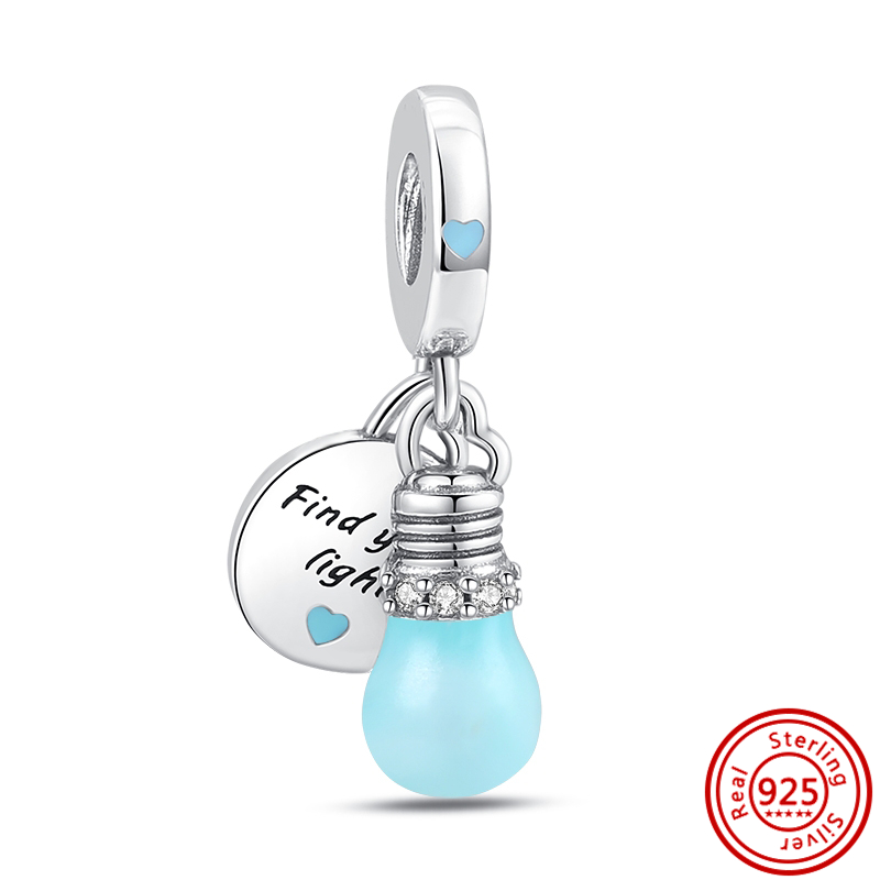 Charms in argento 925 con perline Pandora Bracciale con ciondoli rosa Scooter Night Light Bulb Mamma charmes ciondoli Gioielli con perline fini fai-da-te