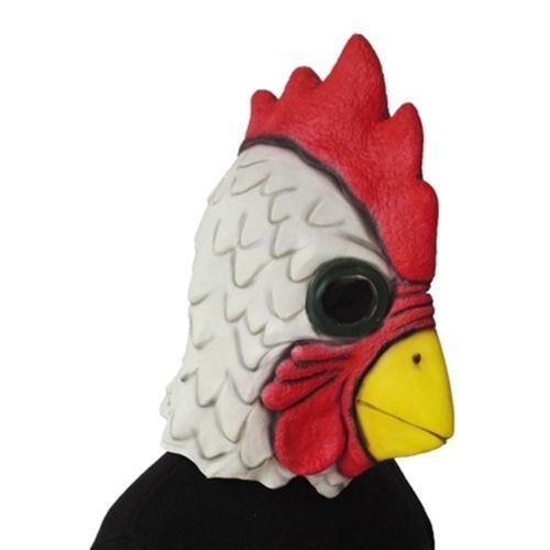 Masques de fête Coq en latex blanc Adultes Poulet fou Coq Halloween Effrayant Mascarade drôle Cosplay 220826268a