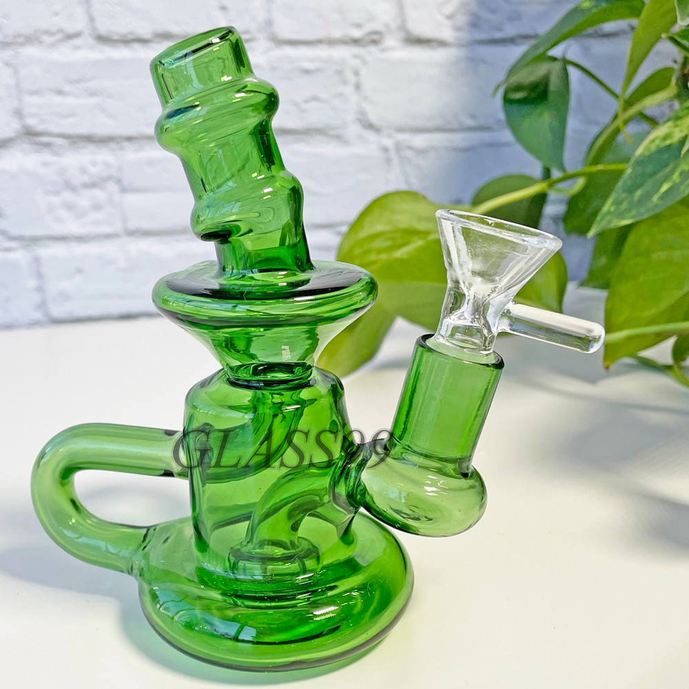 Roze mini recycler Hookahs Percolator Dab Rig Water Glass Pijp Bong Oil Rigs Uniek ontwerp 14 mm gewricht Banger Heady Bubbler voor roken