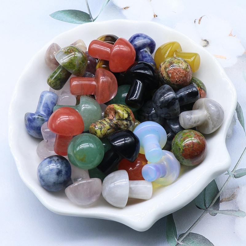 Dekoracje ogrodowe kryształowy kamień mini grzyb dekoracja dekoracji domowych dekoracje na pulpit domowe ozdoby rękodzieło mieszaj kolor th0185