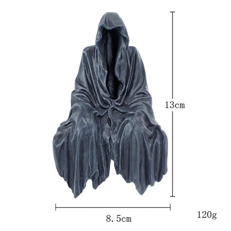 Dekorativa föremål Figurer Svart Grim Reaper Staty Thrilling Robe Nightcrawler Harts Desktop Figurin Ornament Horror Ghost SC313C