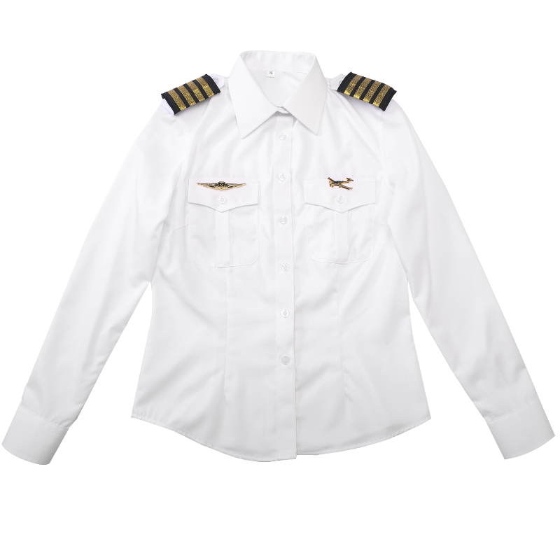 Aviation Corporation Pilote Uniforme Femme Deux Pièces Pantalon Femme Manches Courtes Capitaine Vêtements Marchand Compagnie Aérienne Blouse Pantalon Accessoires Costume