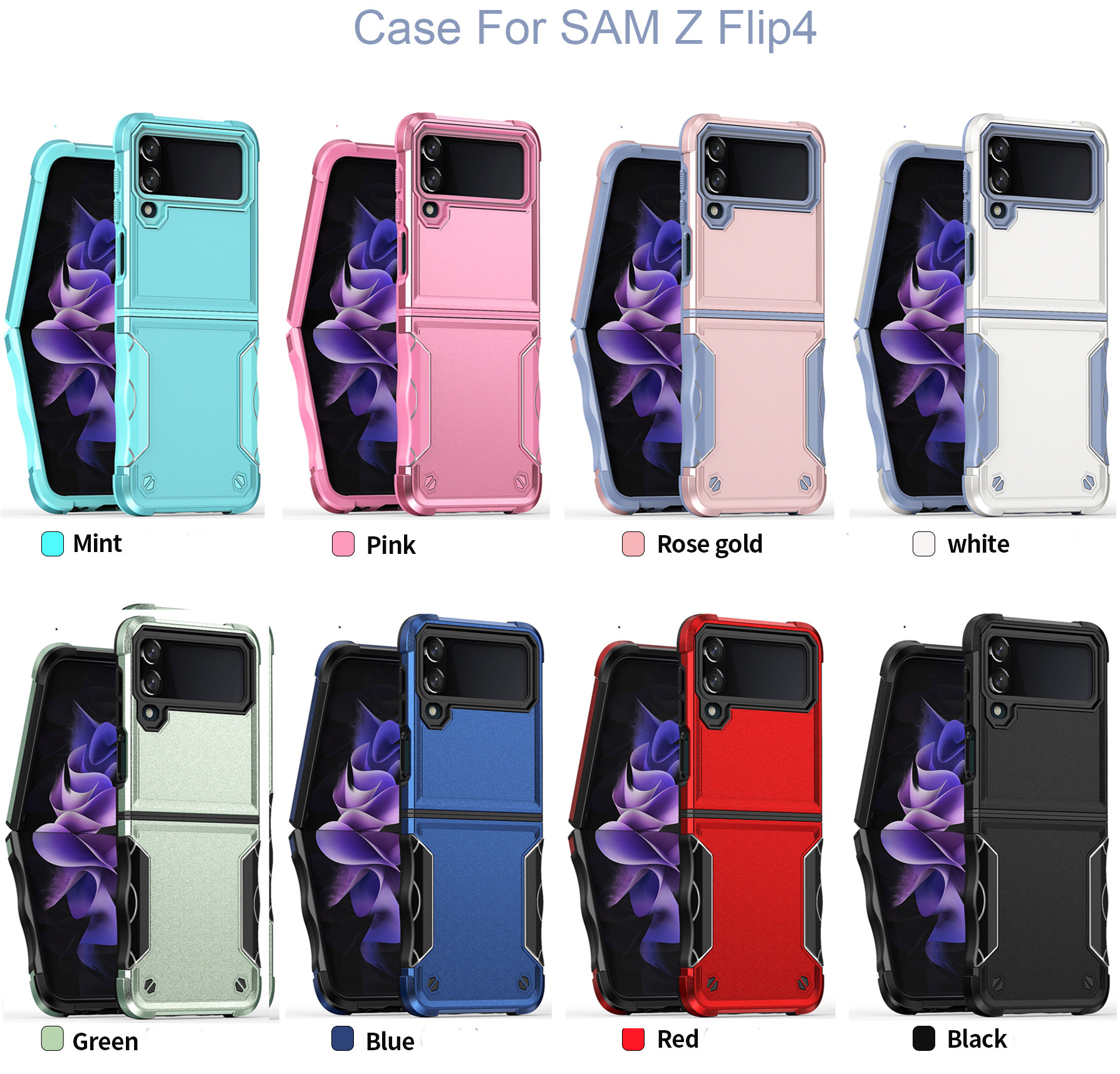 Shockproof Phone Cases For Samsung Z FLIP 3 4 With A Combination of Spft TPU & Hard PC Built-in Screen Protector Shock Absorption Bumper Design Cover