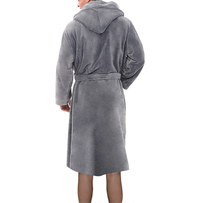 Herrrockar m￤n casual bathrock h￶st vinter solid huva handduk mjuk kl￤nning midi mantel nattkl￤nning han l￶s hem slitage 220826