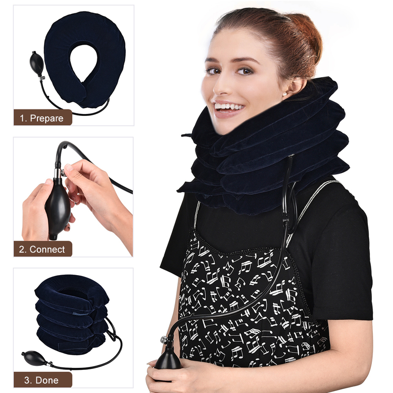 Body Braces Supports Neck Massager 3/4 Layer Inflatable Air Cervical Traction Support PainStress Relief Collar Pillow Stretching Brace 220827