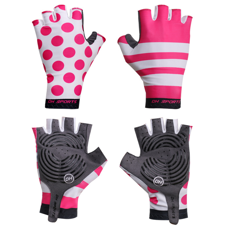 Polka Dots Team Fahrradhandschuhe Halbfinger 2024 Rennrad-Handschuhe Gel-Pads Fahrrad stoßdämpfende Mountainbike-Handschuhe