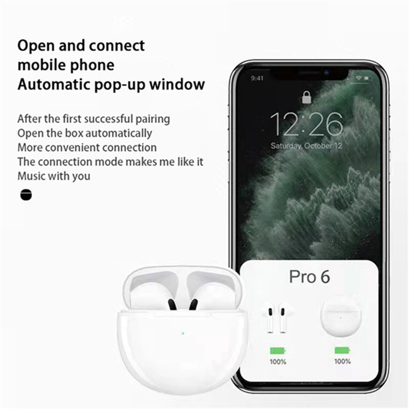 Air Pro 6 TWS Drahtlose Kopfhörer mit Mikrofon Fone Bluetooth Kopfhörer Sport Lauf Headset für iPhone Xiaomi Pro6 Ohrhörer Ohrhörer Geschenk