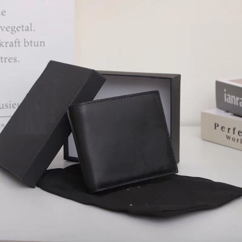 مصمم محفظة رجالي محافظ أسود محفظة حامل جلد حقيقي أسود ذهبي فضي الأجهزة مع صندوق