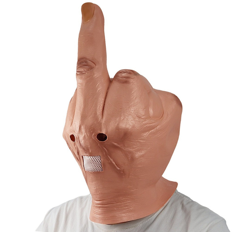 Party Masks Funny Middle Finger Spoof Latex Mask Halloween Party Masque Bar Cosplay Props Mascarillas Creepy Fingers Mask Novelty Finger 220827