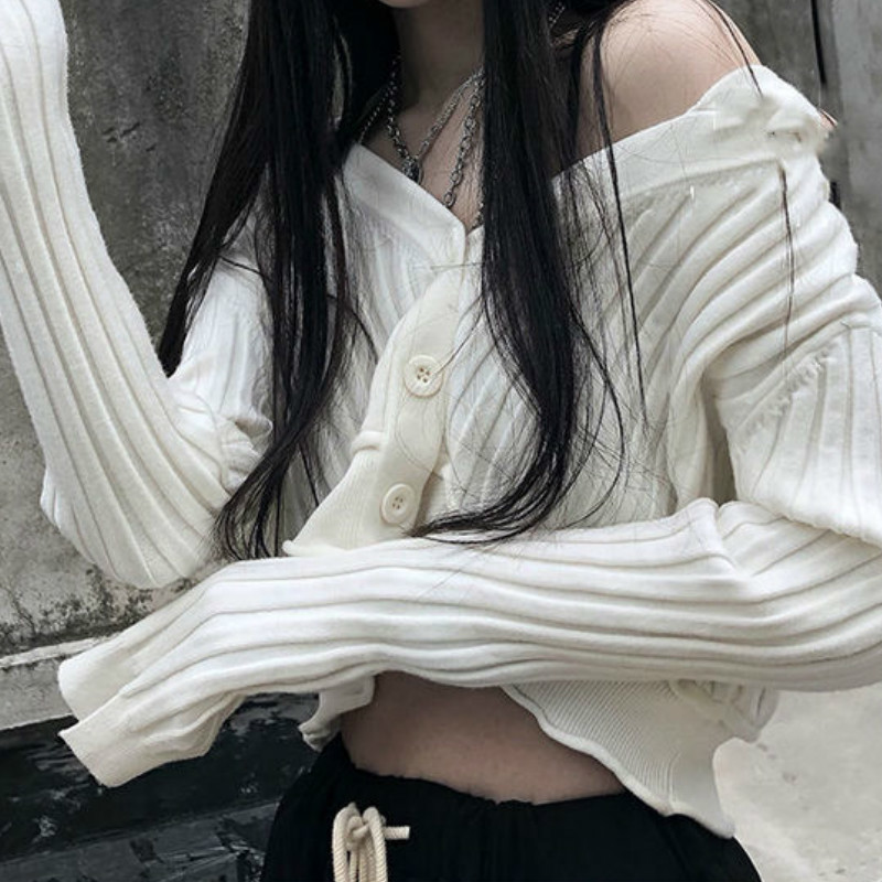 Damesjassen Cardigan Women Chic Slim Soft Street Wear Single Breasted White Sweater Ladies Trendy Solid Leisure Hip Hop rekbare Leisure Ins 220827