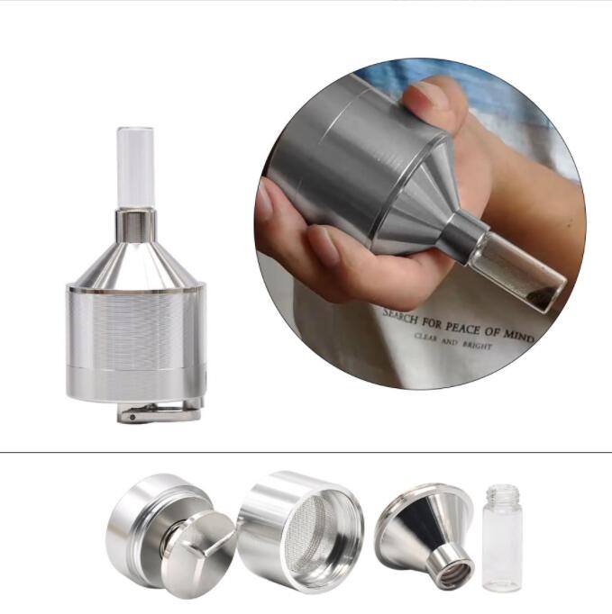 Funnel Mill Herb Grinder Hand Crank Smoking Tool Accessories Metal Spice Press Herbal Crusher Abrader Tobacco 44mm 56mm choose