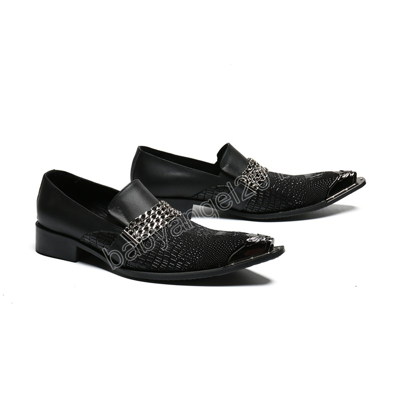 أزياء رجال أحذية جلدية أصلية أسود مدبب أخمص القدمين برميل راقصة الأحذية بالإضافة إلى حجم مكتب الأعمال أحذية رسمية