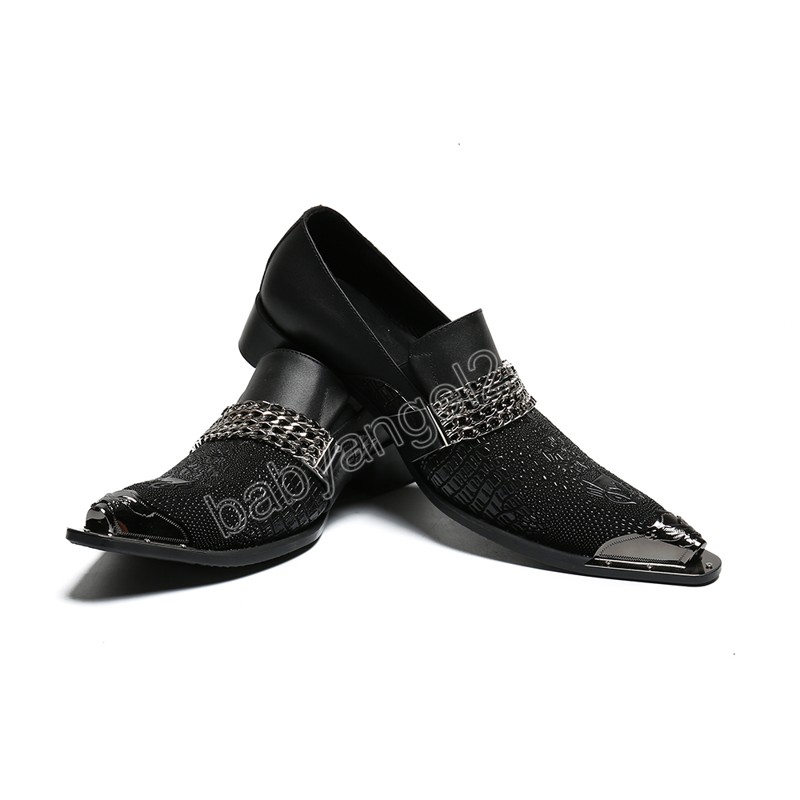 Mode hommes chaussures en cuir véritable noir bout pointu bal homme chaussures habillées grande taille bureau d'affaires chaussures formelles