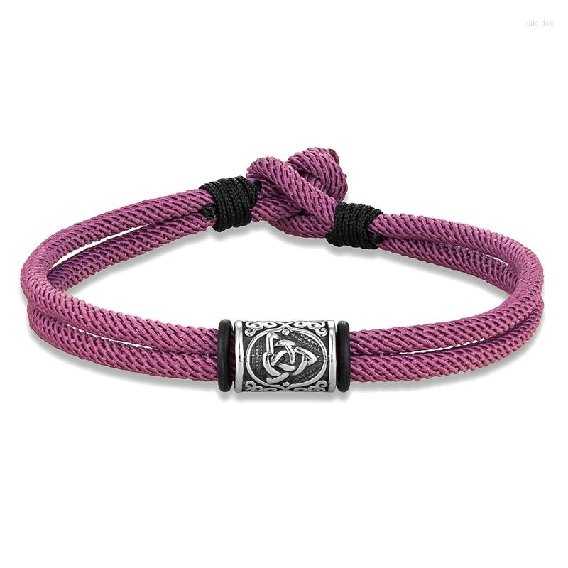 Braccialetti di fascino mkendn viking in stile viking fatti a doppio filamento a doppio filo bracciale in acciaio inossidabile nodo cecore di norret mitologia amuleto accoppiamento 3079