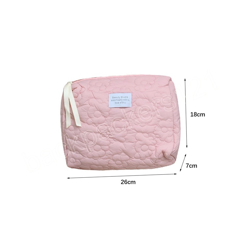 Borsa cosmetica da donna con design color caramella Borse quadrate riporre trapuntatura femminile di grande capacità Borse semplici da donna con pochette a fiore