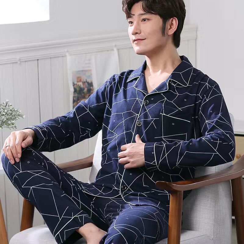 Herren-Nachtwäsche, Seidenpyjama-Set, Nachtwäsche für Männer, bequeme Pyjamas, 3XL, langärmelig, lässig, Heimkleidung, Frühling und Herbst, Seide, Junge, Freizeit-Nachtwäsche 220827