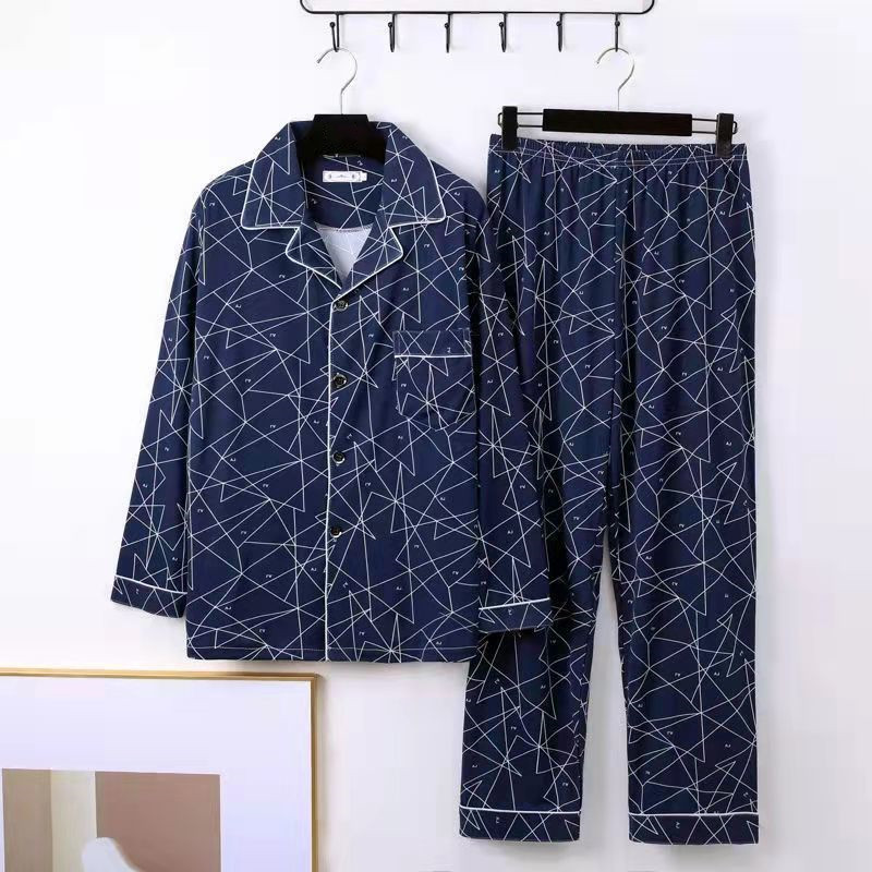 Herren-Nachtwäsche, Seidenpyjama-Set, Nachtwäsche für Männer, bequeme Pyjamas, 3XL, langärmelig, lässig, Heimkleidung, Frühling und Herbst, Seide, Junge, Freizeit-Nachtwäsche 220827